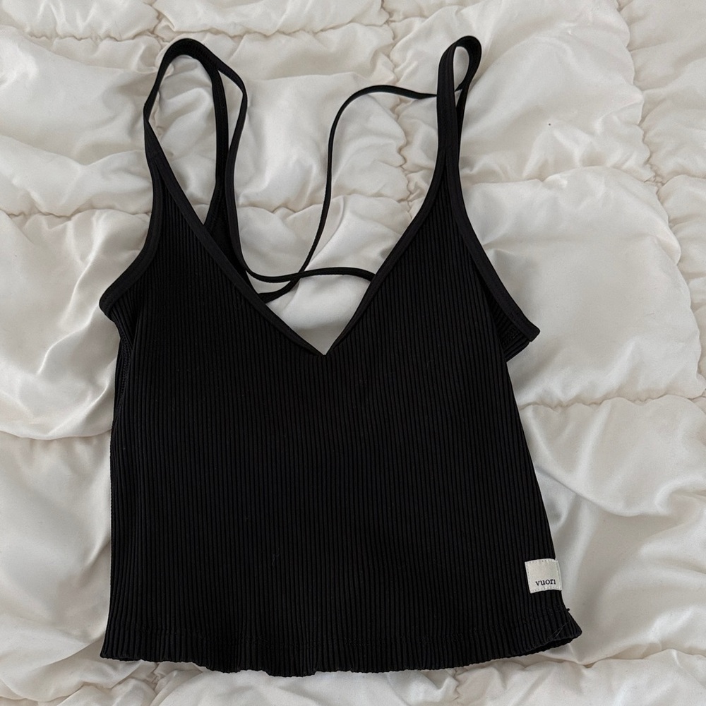 Vuori Black Ribbed Tank Top